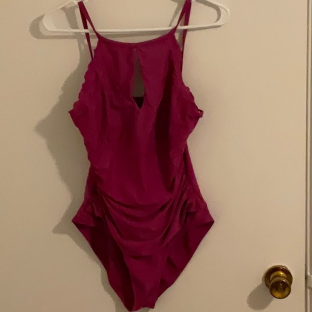 Ellen Tracy Pink Bodysuit One Piece with High Neckline